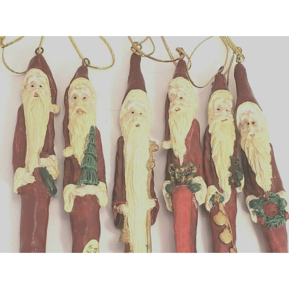 Santa Icicle Pencil Ornaments Skinny Christmas Resin 6.5"  Midwest of Cannon NEW
